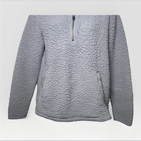 Abercrombie & Fitch Gray Crew Neck Sweater Women’s Half Zip Sherpa Pullover - Picture 2 of 9
